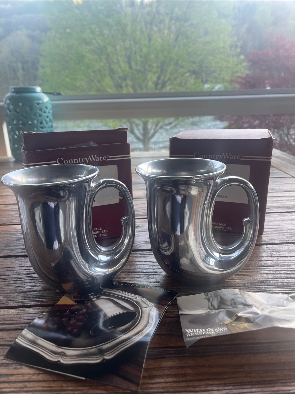 Country Ware Wilton Armetale Horn Mug set of 2. Pristine condition!